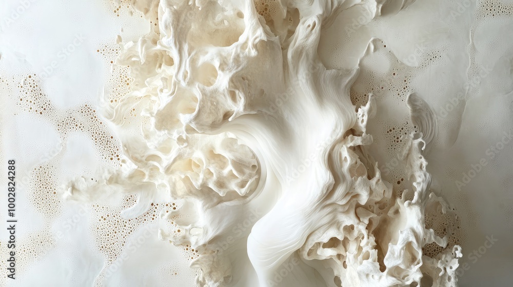 Poster abstract swirling patterns of honesty form an intricate design on a white backdrop during an artisti