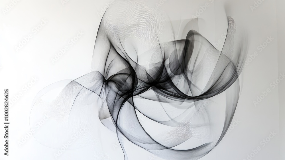 Poster abstract swirling trails of honesty form a mesmerizing design on a white backdrop, evoking a sense o