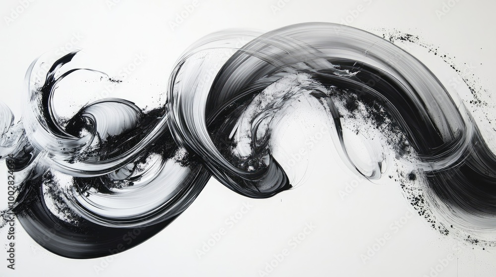 Poster abstract swirling trails of honesty form a mesmerizing design on a white backdrop, evoking a sense o