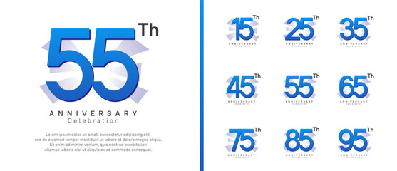 anniversary logo set. vector design blue color can be use for celebration moment