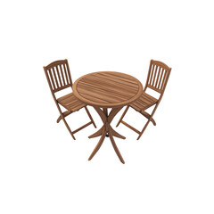 Wooden Patio Table and Chairs Set, Top View