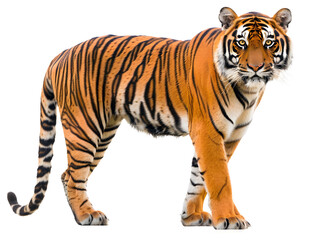 Obraz premium bengal tiger standing isolated on white background