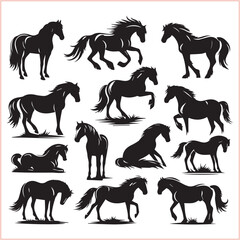 Basic RGB Horse head vector silhouettes
