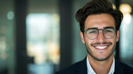 Fototapeta premium Portrait of a smiling businessman wearing glasses.