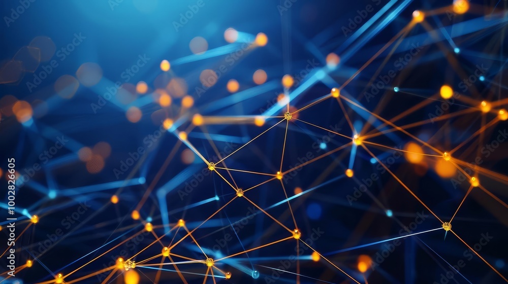 Poster abstract background with a network of glowing lines and dots. perfect for technology, connection, an