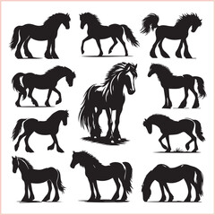 Basic RGB Horse head vector silhouettes
