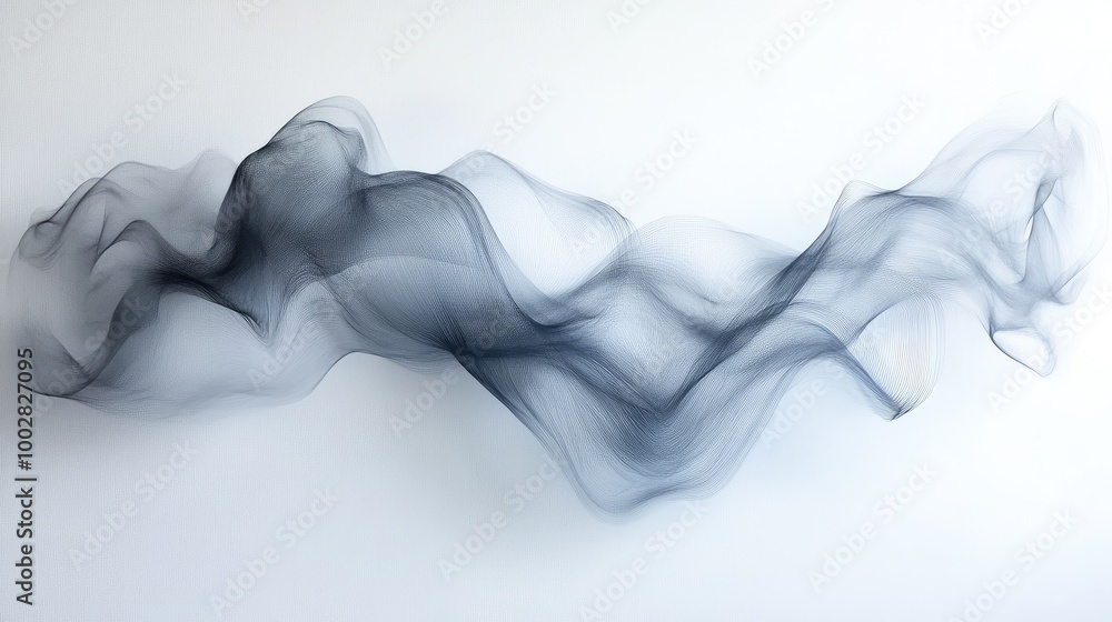 Poster mesmerizing honest trails swirl gracefully, forming a delicate abstract pattern on a white backdrop 
