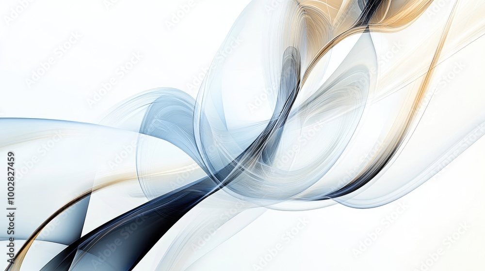 Poster stunning abstract design with honest swirling trails on a pure white background, symbolizing transpa