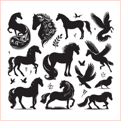 Horse head vector silhouettes

