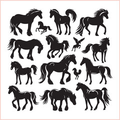 Horse head vector silhouettes
