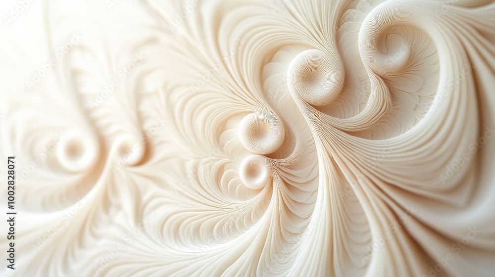 Poster abstract swirling patterns of honesty form an intricate design on a white backdrop during an artisti