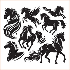 Horse head vector silhouettes
