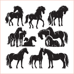 Horse head vector silhouettes
