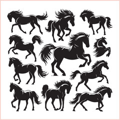 Horse head vector silhouettes
