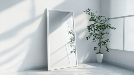 mirror inside room with white background 
