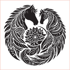 Fototapeta premium Horse head vector silhouettes 