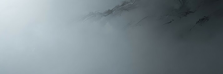 Mountain peaks shrouded in fog