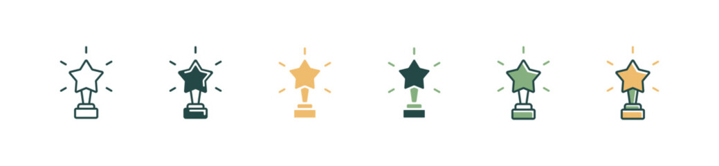 Fototapeta premium simple star trophy award icon set shinning trophy cup competition winner prize vector illustration