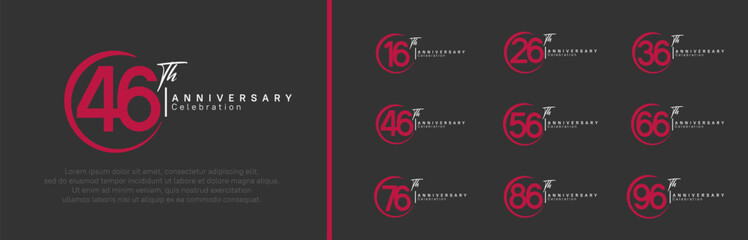 anniversary logo set. vector design red and white color for celebration event