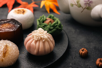 美味しそうな沢山の和菓子