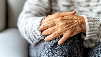 Fototapeta premium Elderly Person Experiencing Pain in Arm and Symptoms