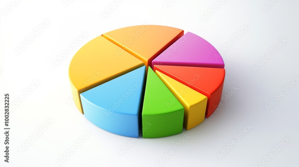 Poster A segmented 3D pie chart with raised portions, set against a minimalist white background, emphasizing key data points and trends in business analysis.