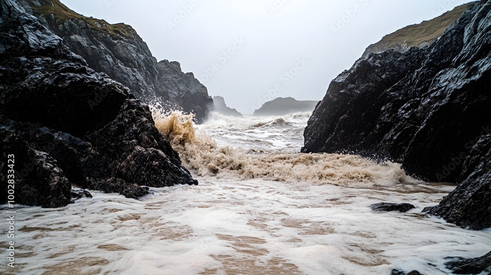 Poster a tidal river surging in and out with the changing tides showcasing the cyclical power and natural r