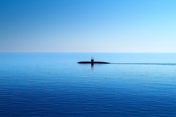 Obraz premium Submarine Silhouette on the Blue Sea