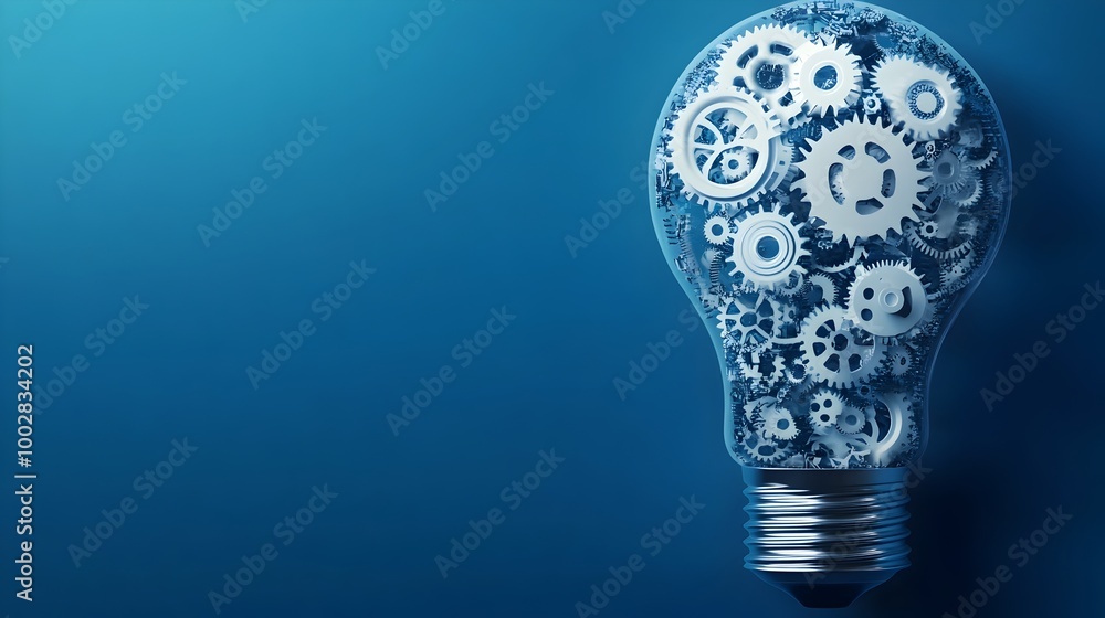 Aufkleber An abstract of a lightbulb made up of interconnected gears and cogs representing the concept of innovation teamwork and in a business or corporate setting