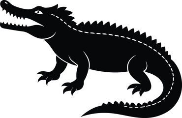 Crocodile Silhouette Vector Style illustration white Background