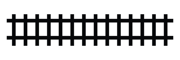 Vector illustration of curved railroad isolated on white background. Straight and curved railway train track icon set. Perspective view railroad train path.