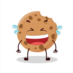 Cute laugh out loud expression of bite cookies cartoon character
