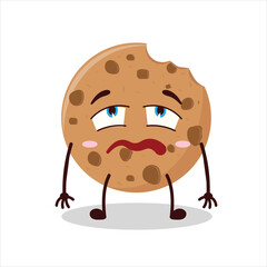 Cute bored expression of bite cookies cartoon character