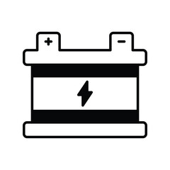 battery glyph icon with white background vector stock illustration
