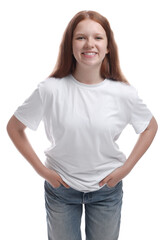 Obraz premium Portrait of teenage girl on white background