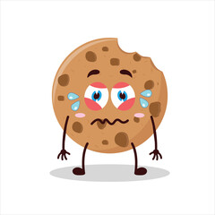 Cute upset expression of bite cookies cartoon character