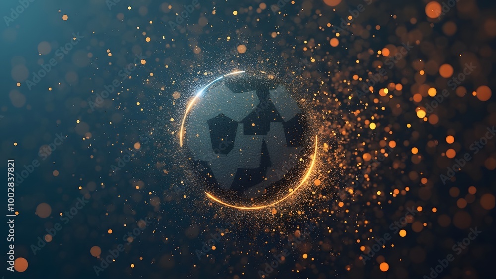Aufkleber 3d rendering of a football ball with a luminous circle on a dark background generated by ai
