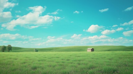 Natural scenery background of blue sky and grassland