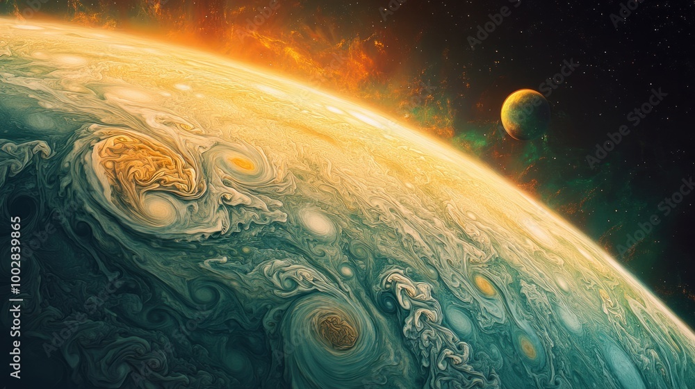 Canvas Prints a view of jupiter colorful atmosphere from space, with its massive storm systems and swirling clouds