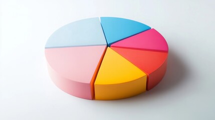 Obraz premium A simple, clear pie chart illustrating household financial planning, with different categories for savings, bills, and leisure, presented on a clean white surface.