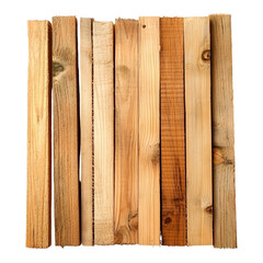 Neatly Arranged Wooden Planks on White Background