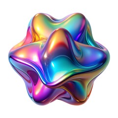 3d fluid abstract metallic holographic coloured shapes