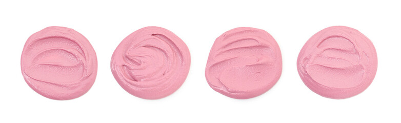 Tasty beet hummus on white background, top view
