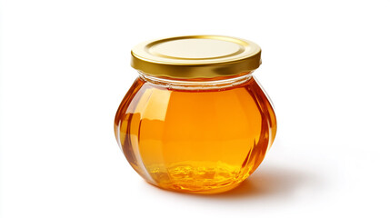 Freshly sealed honey jar resting on a clean surface, showcasing its golden amber color and clarity