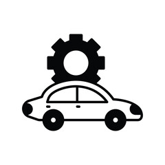 car service glyph icon with white background vector stock illustration