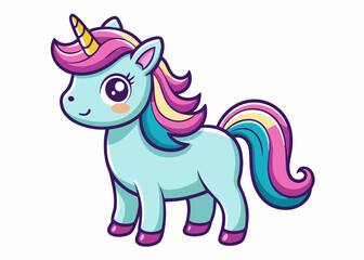 Cute Cartoon Unicorns isolated on a white background