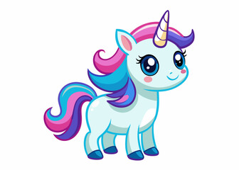 Cute Cartoon Unicorns isolated on a white background