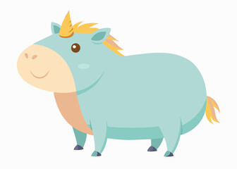 Cartoon Capybara with Unicorn horn isolated on a white background