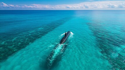 Obraz premium Submarine Navigating Through Clear Turquoise Waters