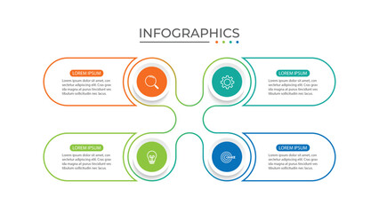 Modern infographic template. Creative circle element design with marketing icons. Business concept with 4 options, steps, sections.